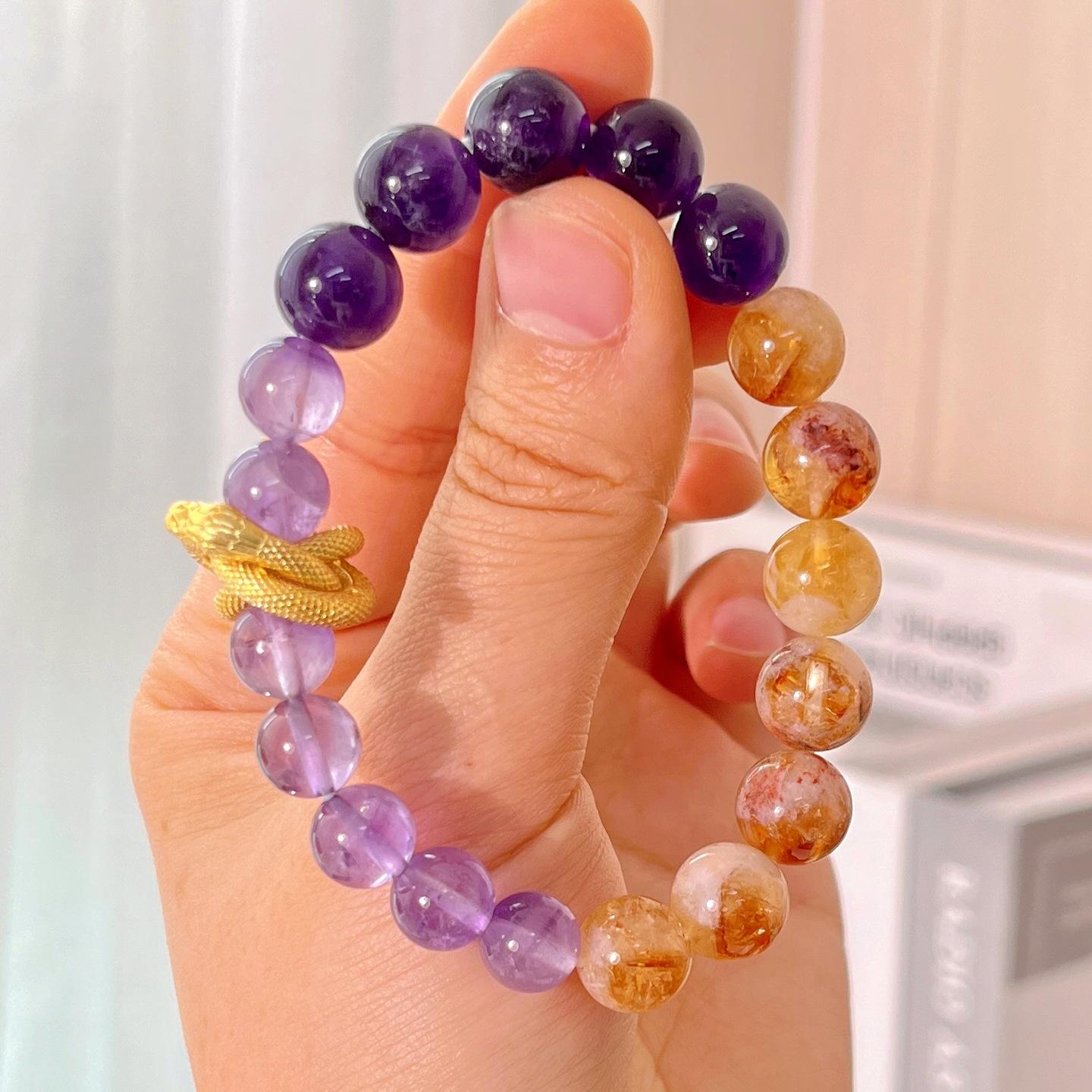 Dreamy Natural Honey Milk Cap Citrine Amethyst Design Bracelet