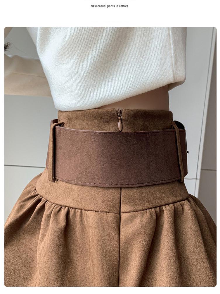 Air Layer Suede Plush High Waist Petite Slimming A-Line Skirt - 2025 Autumn/Winter Collection