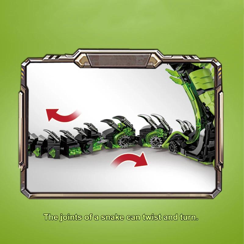 Non-Toxic 689Pcs Mechanical Glow In Dark Cobra Animal Building Blocks Set Diy Tabletop Decoration Model Birthday Christmas Gifts For Kids