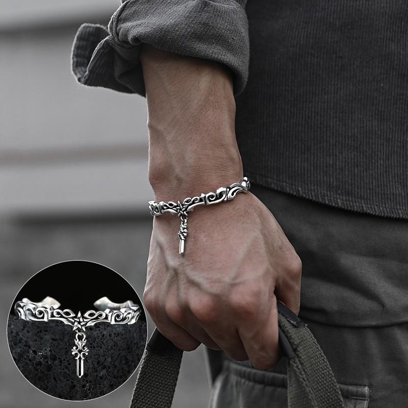 Retro Braided Open Bangle: S925 Silver Plated Unisex Bracelet - Trendy Heavy Industry Design