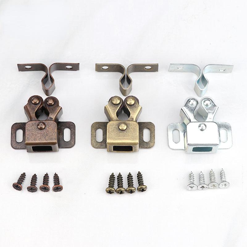 Opritoare de Ușă Mobilier Culoare Cupru Antic Ușă Dulap Cabinet Zăvor cu Role Dublu Twin cu Placă de Lovire și Șuruburi Gratuite