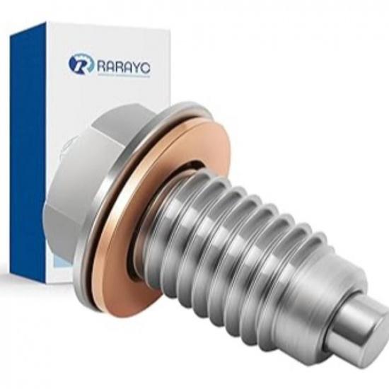 M12 x 1.75 Magnetic Oil Drain Plug Stainless Steel with Crush Washer Gasket