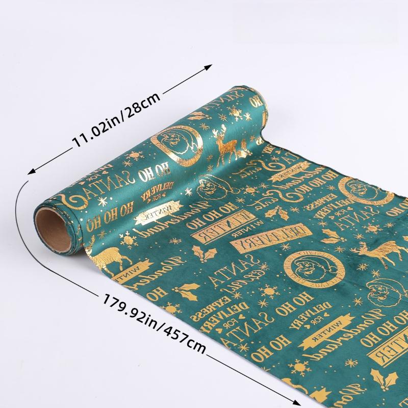 

1 рулон рождественской горячей штамповки золотой шерстяной бархат реквизит для украшения стола рождественский прямоугольный журнальный столик настольное украшение зелёный