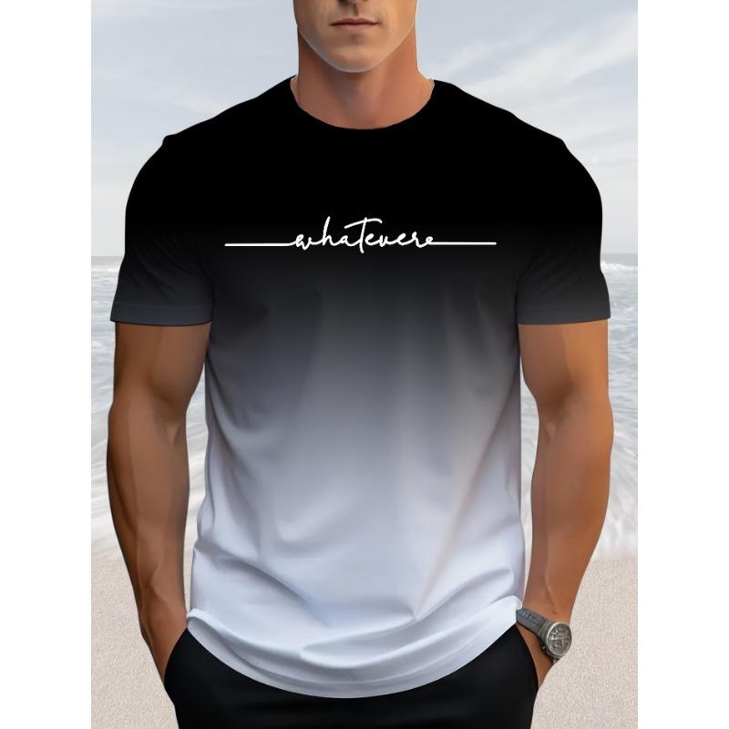Men s Casual Gradient Crew Neck Short Sleeve T-Shirt S