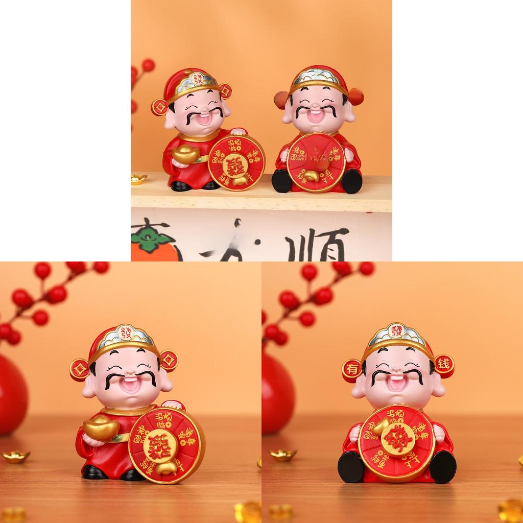 Prosperity Wealth God Resin Car Ornament With Lucky Symbols For New Year Gift