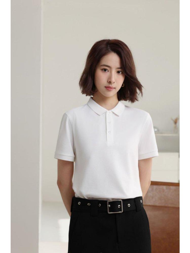 Summer Men's and Women's Lapel Short Sleeve Solid Color T-Shirt YG-688