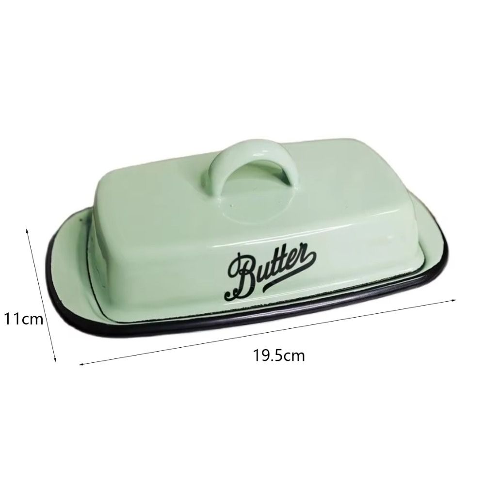 Mit Deckel Emaille Butterdose Nostalgische Käseplatte Geschirr Butterdose Kühlschrank