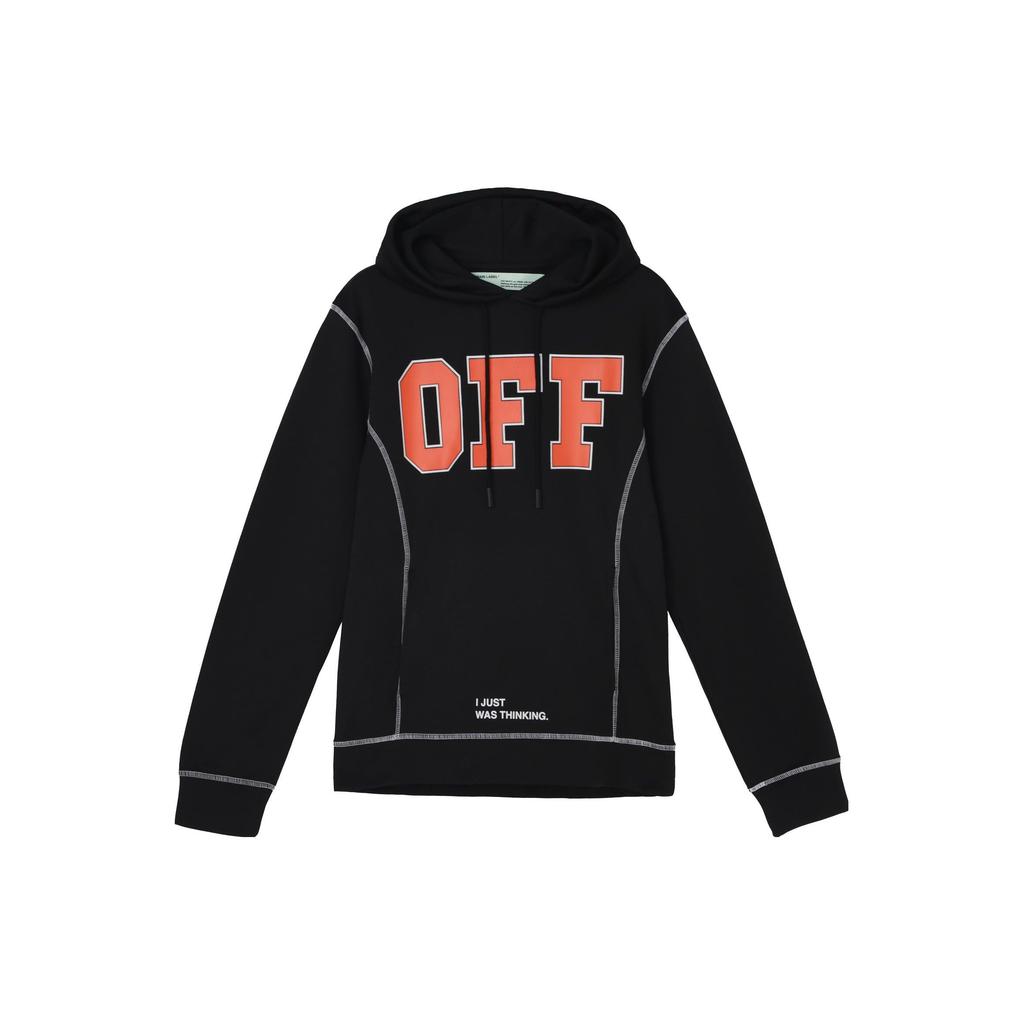 Off-White Letter Print Hoodie Unisex Black OMBB021F172460441019