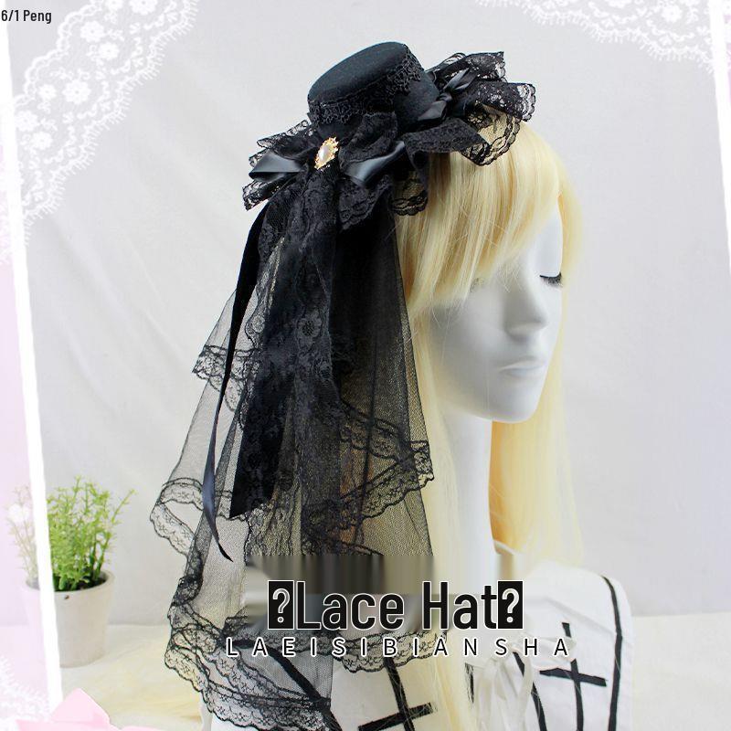 Lolita Bridal Veil with Gothic Headdress - Handmade Hair Accessories for Dark Lolita Girls