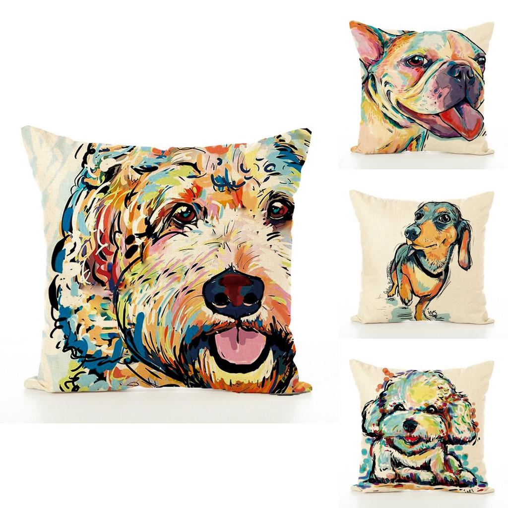 Cute Pet Dog Pillow Case With Lovely Dog Pattern For Sofa And Home Decor