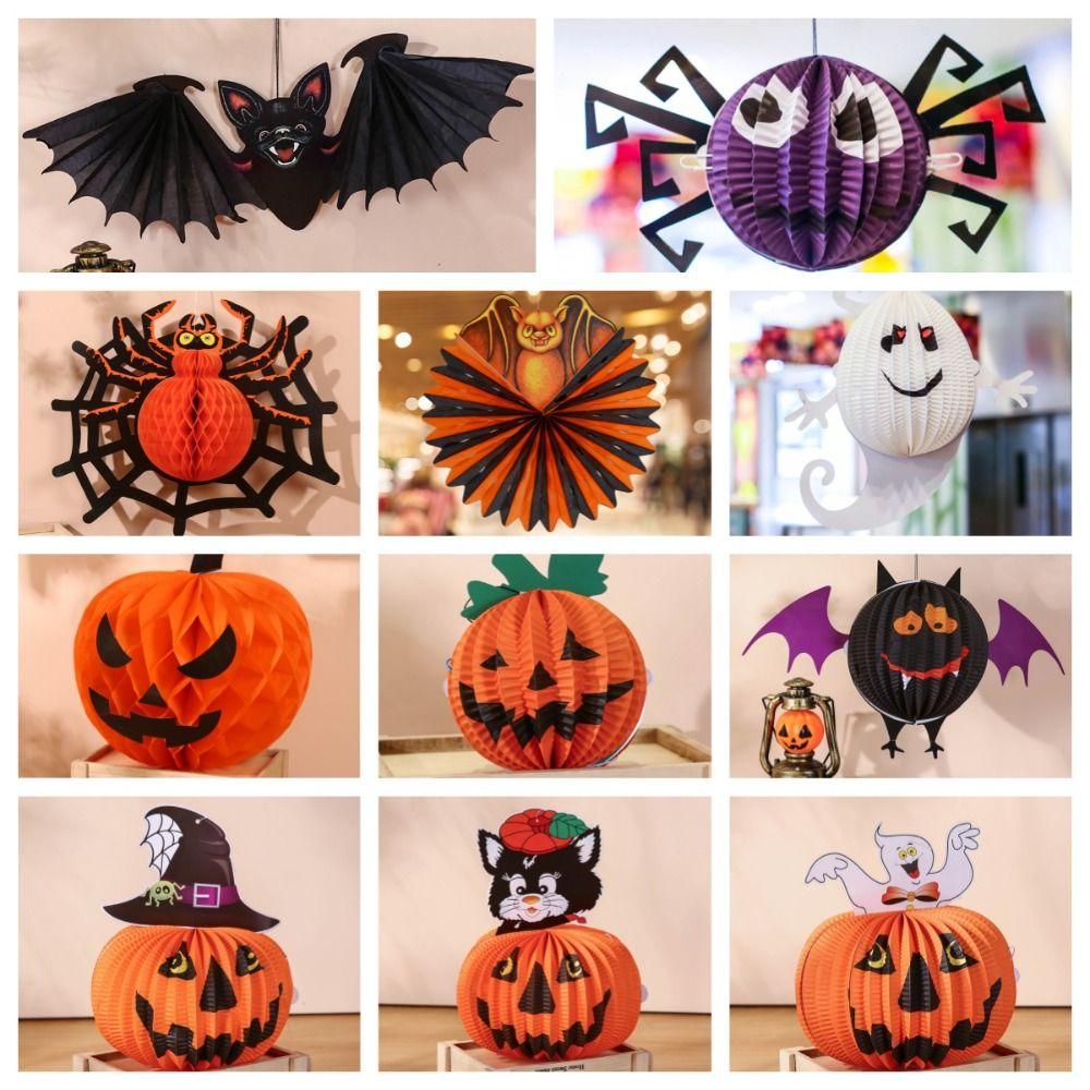 Bat Halloween Paper Pendant Ghost Pumpkin Lantern Festive Halloween Party Prop  Party