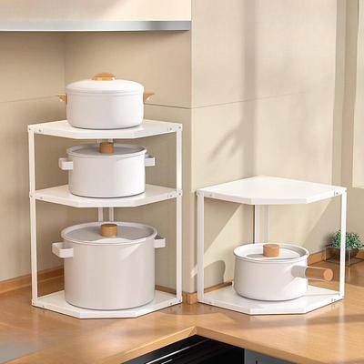 3/2 Tier Cookware Corner Rack Cabinet Organizer Bathroom Counter Storage Organizer for Kitchen Cupboard Enduring Bathroom