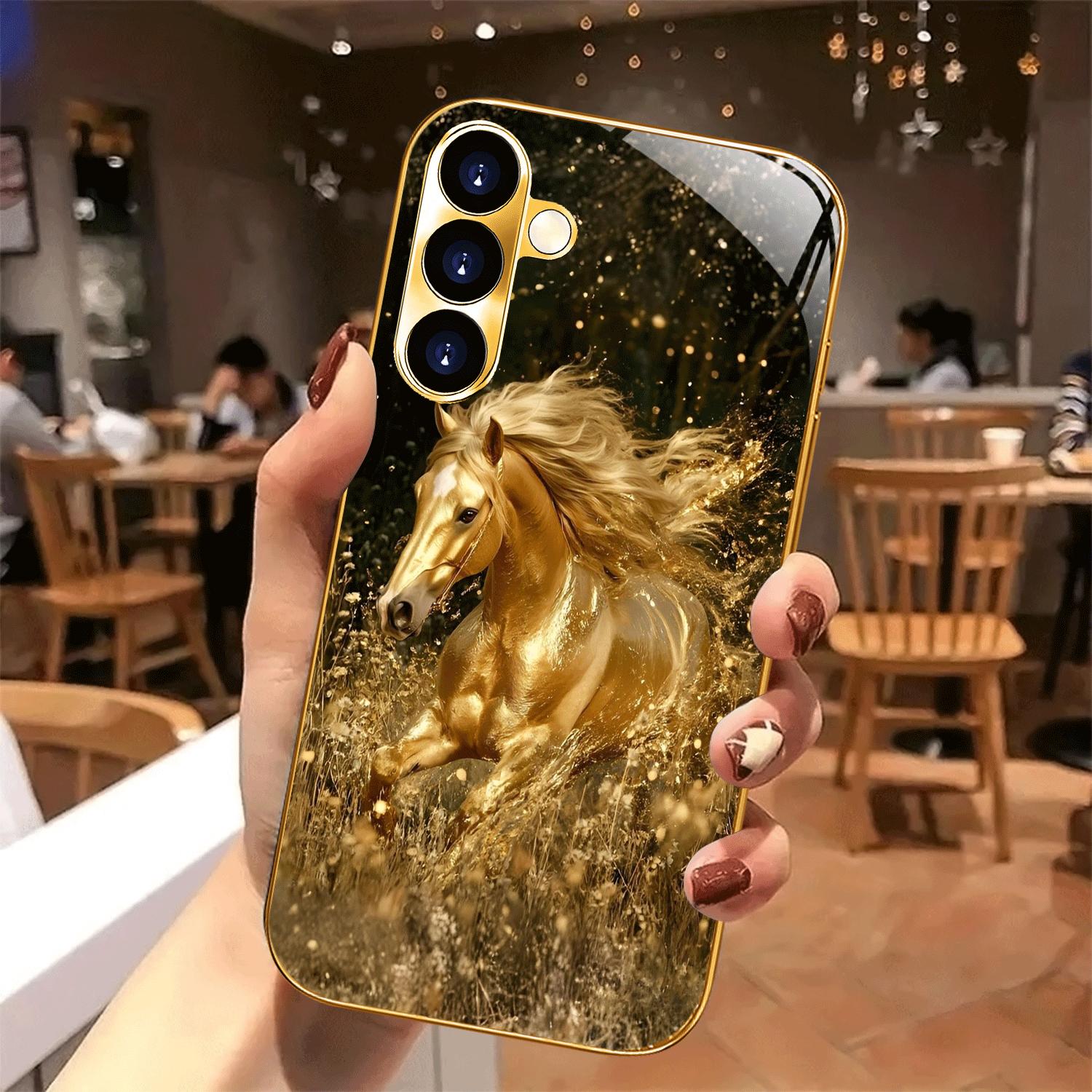

Новий гальванічно золотий чохол для телефону для Samsung Galaxy S26 Ultra S25 Plus S24 S23 S22 fe загартоване скло Художні текстурні візерунки For Galaxy S22 Ultra