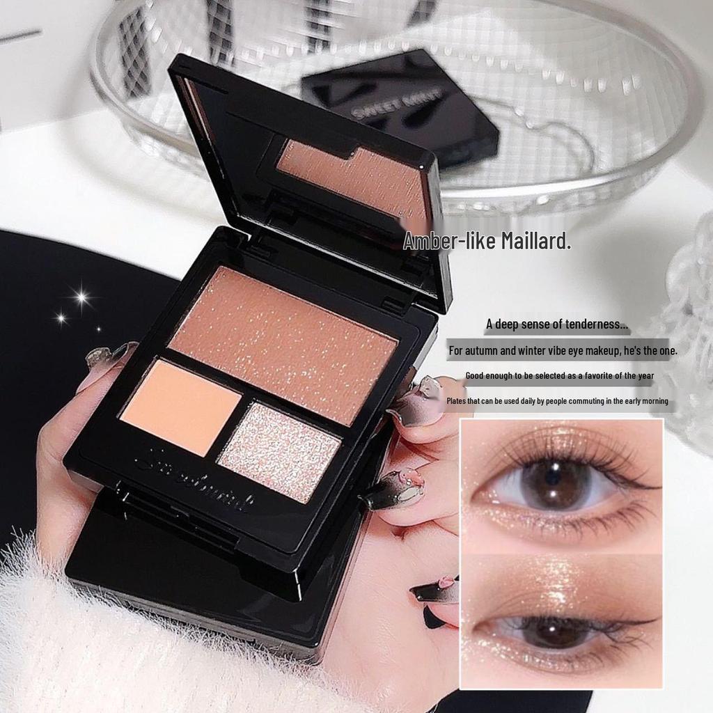 Sweet Mint Shimmer Eyeshadow Palette - Sparkling Pearl Earth Tones for Students' Daily Light Makeup