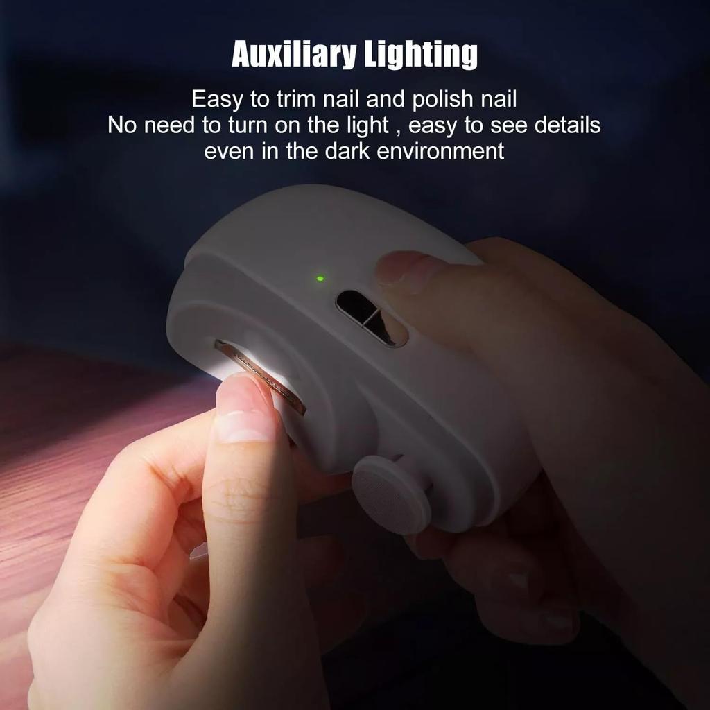 Electric Nail Clipper for Kids Adults Elderly Safety Light Portable Polishing Fingernail Trimmer Auto Cut and File