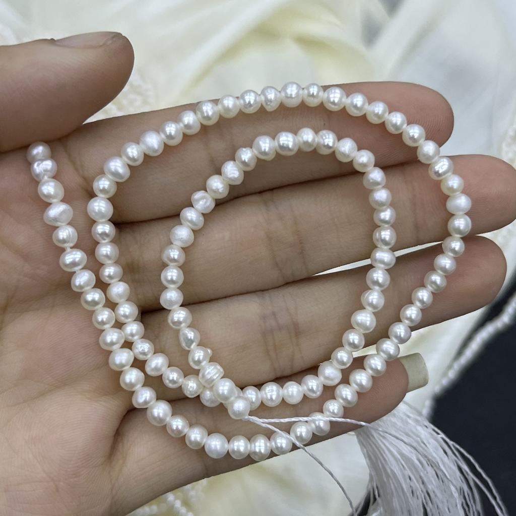 1String, White Natural Freshwater Pearls Beads for Jewelry Making DIY Crafts (Beads 3-4mm, Length 36cm)