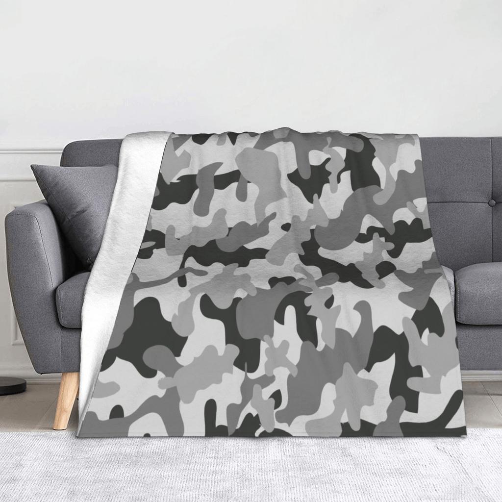 Camo Camouflage Flannel Throw Blankets Sea Texture Blanket for Bed Outdoor Lightweight Thin Plush Thin Quilt