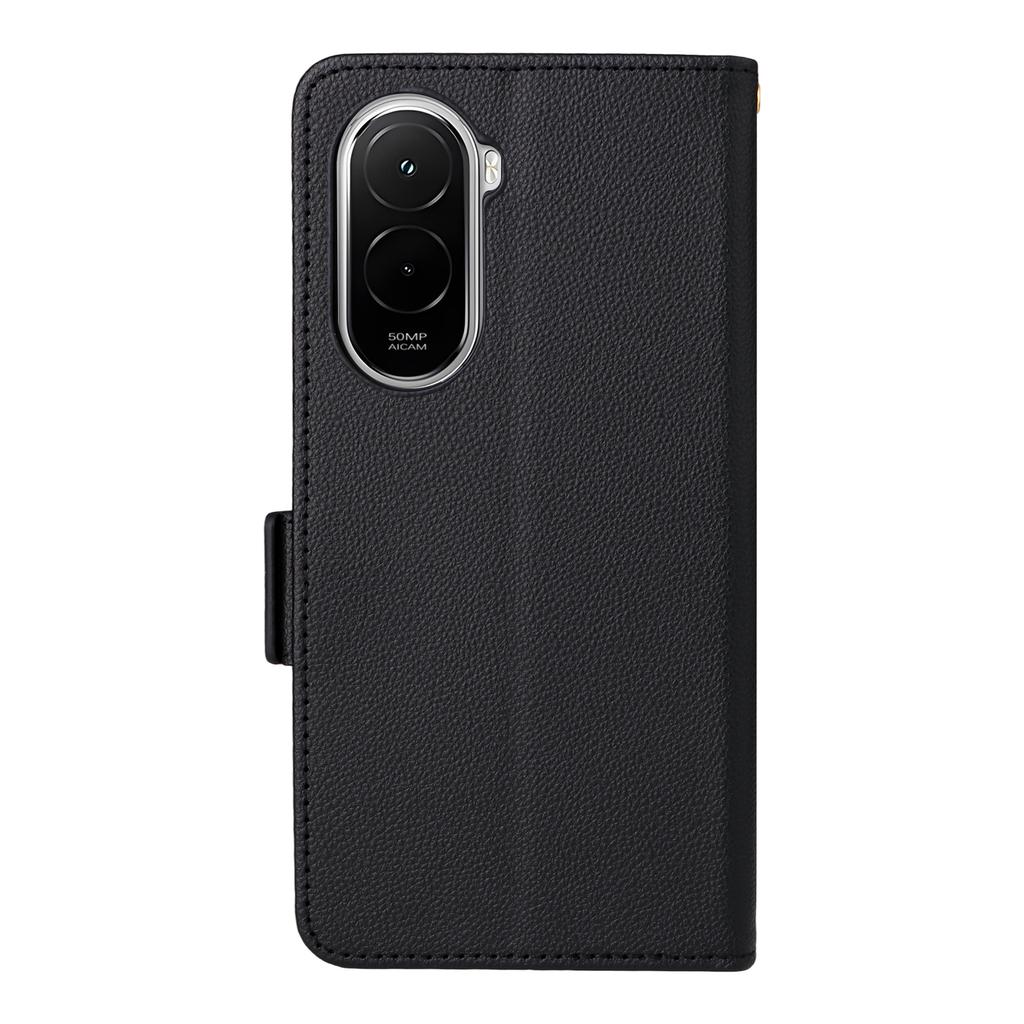 Dla Xiaomi Poco M7 Plus 5G/Poco M7 4G (169mm) Etui Portfel ze Skóry z Teksturą Litchi z Paskiem na Nadgarstek