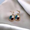 Needle Color Matching Irregular Oil Stud Earrings Fashion French Literary Style Ear Jewelry Baroque Freshwater Earrings