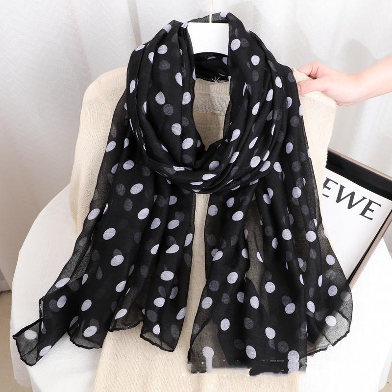 Neues Pünktchen-Schal Damen Weicher Chiffon-Hijab-Schal Kopfwickel Muslimische Turbane Für Damen Kopftuch Sonnenschutz Schals Schal
