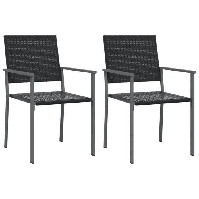 VidaXL Chaises de jardin lot de 2 noir 54x62,5x89 cm résine tressée 364098