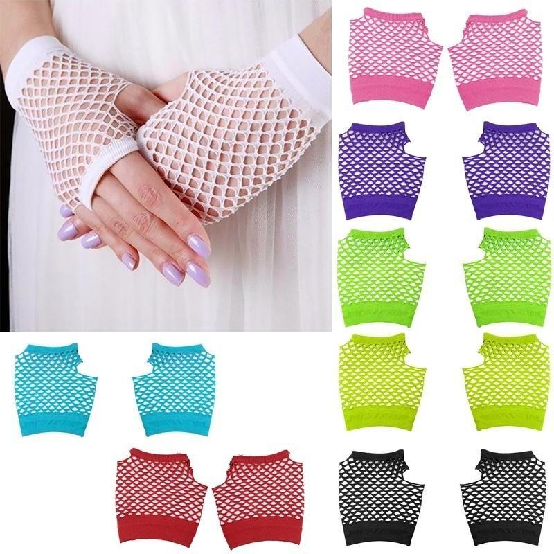 Girls Neon Short Fishnet Fingerless Gloves Gloves Party Gloves Fishnet Gloves