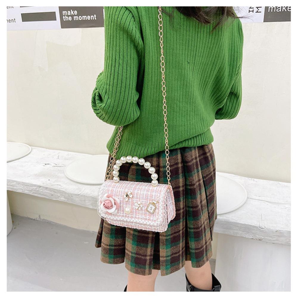 Mini Small Square Bag Flower Decoration Shoulder Bag Fashion Kid's Handbag  Girls