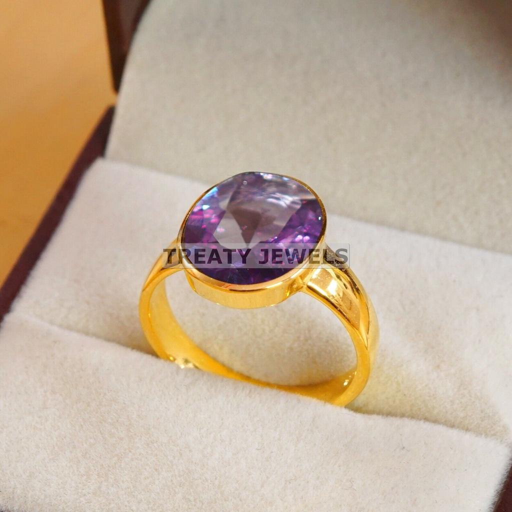 Alexandrit Ovalschliff Mit 925 Sterling Silber Vergoldeter Ring Für Herren #A603 JL375656789302
