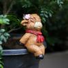 2Pcs Cartoon Highland Cow Figurine Couple Highland Cattle Statue Resin Sculpture Outdoor Garden Flower Pot Hugger Ornament Decoration