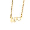 Fashion Initial Pendant Necklace For Women Letter Name Hollow Out Heart Charm Stainless Steel Gold Color Chain Jewelry Gift