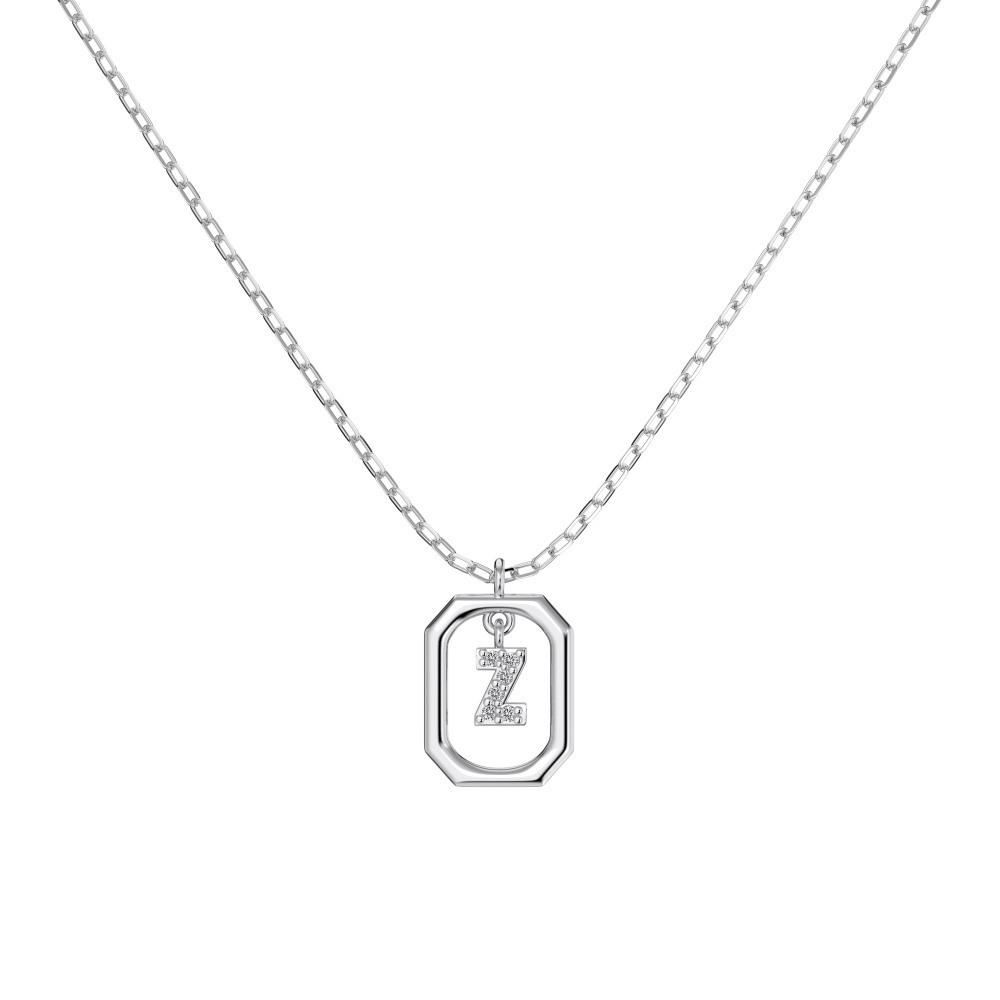 925 Silver Alphabet Pendant Necklace with Zircon Detailing - Women's Elegant & Unique Design