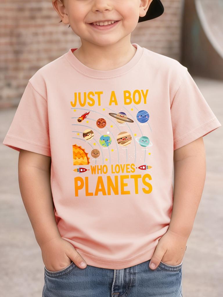 Who Loves Planets Kids Tee System Space Text Print Boys Girls Family Matching Cotton Summer Short Sleeve Basic Children Tshirt