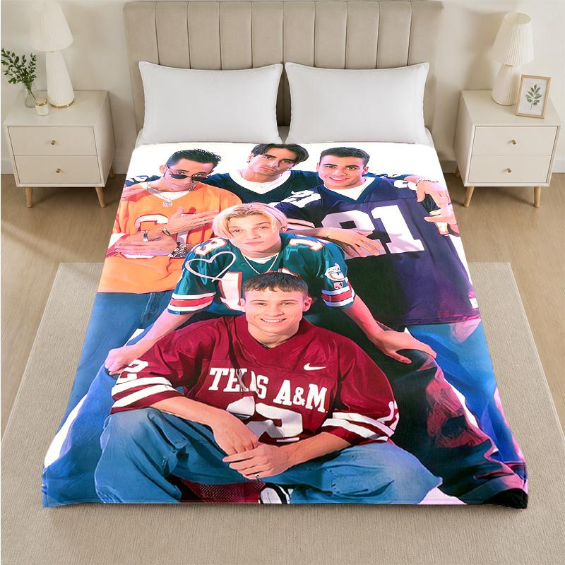 Backstreet Boys Print Flannel Blanket Cozy Warm Plush Throw Blanket For Bed Sofa Couch Indoor Household Use