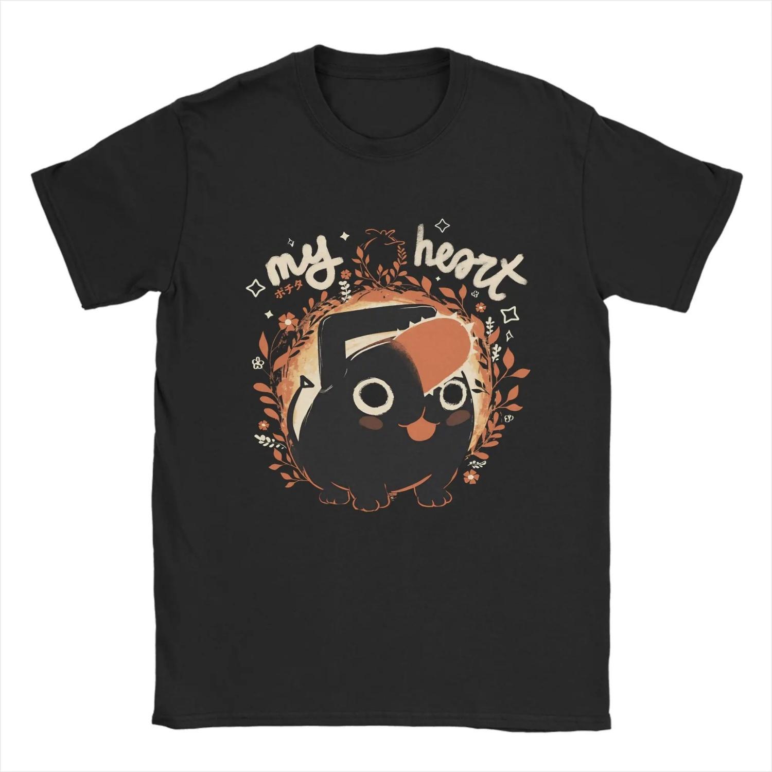 

My Chainsaw Heart Pochita Chainsaw T-Shirts Awesome 100% Cotton Tees Crewneck Short Sleeve T Shirts Gift Idea Clothes XXXXXL чорний