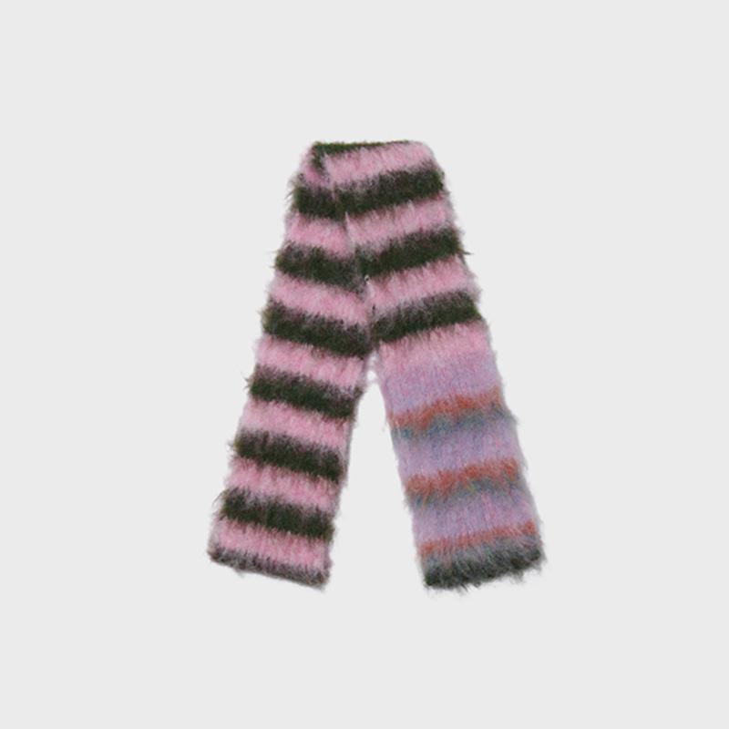 12*180cm Luxury Y2K Styles Winter Warm Knitted Small Wool Scarf Women Stripe Shawls Lady Soft Wraps Neckerchief