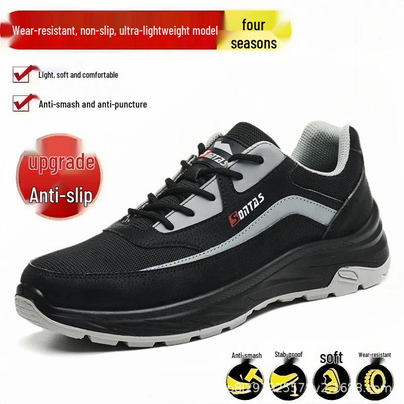 Men's Summer Breathable Steel Toe Safety Work Shoes: Anti-smash, Anti-puncture, Insulated, for Construction Workers