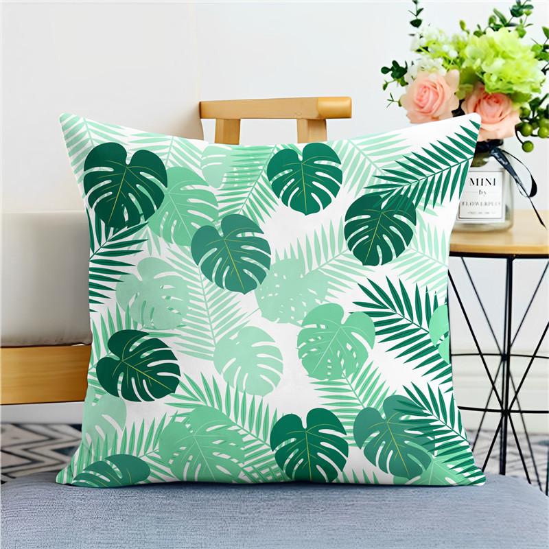Fashion Tropical Green Plant Pillowcases Natural Style Decorative Pillowcases For Office Bedroom And Sofa