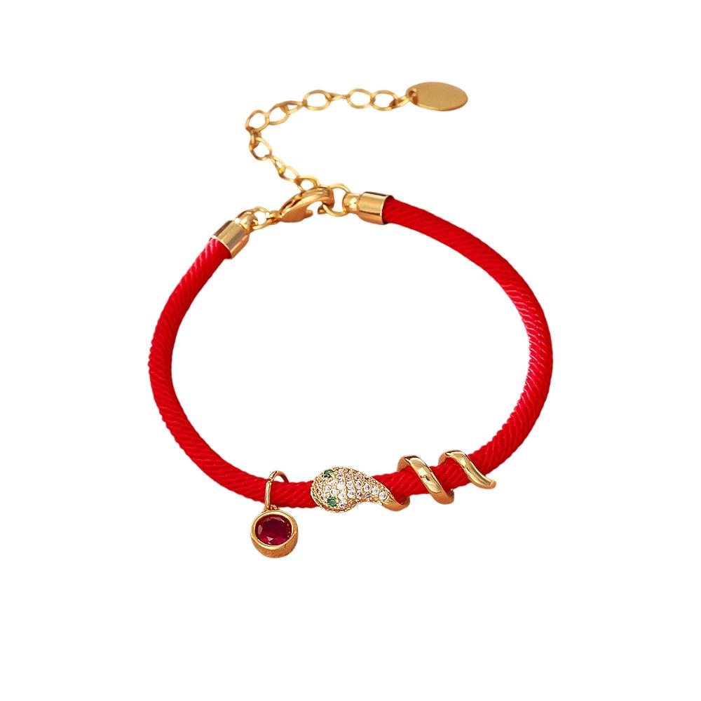 Chinese Zodiac Snake Red String Bracelet: Festive, Romantic, Ethnic Style Hand Ornament