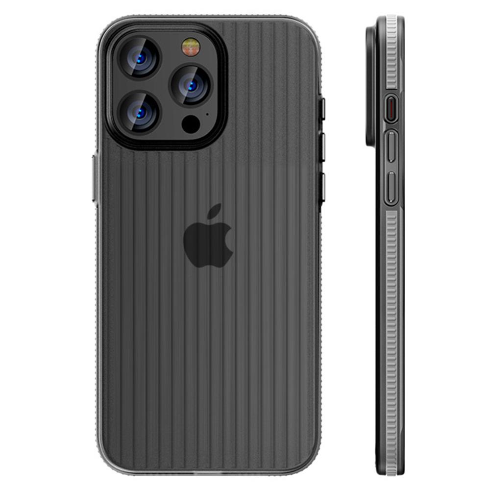 

For iPhone 16 Pro Case Corrugated Texture Matte PC Skin-Touch Phone Cover Grey Edge