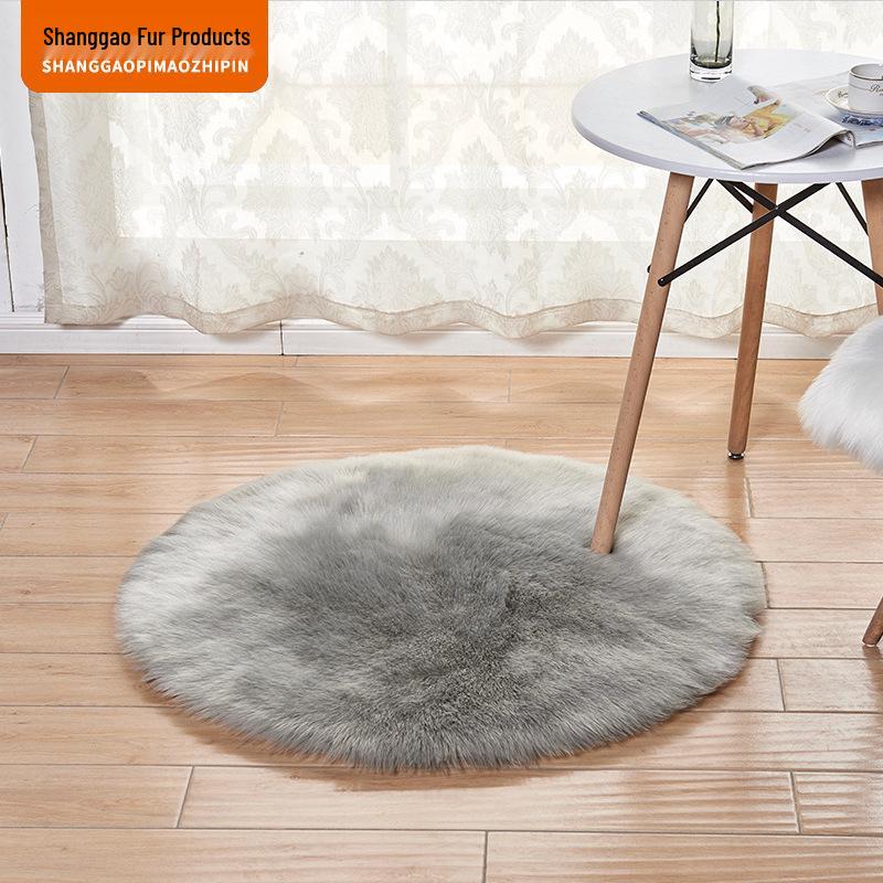 

Modern Simple White Faux Wool Round Carpet for Bedroom and Living Room Standard