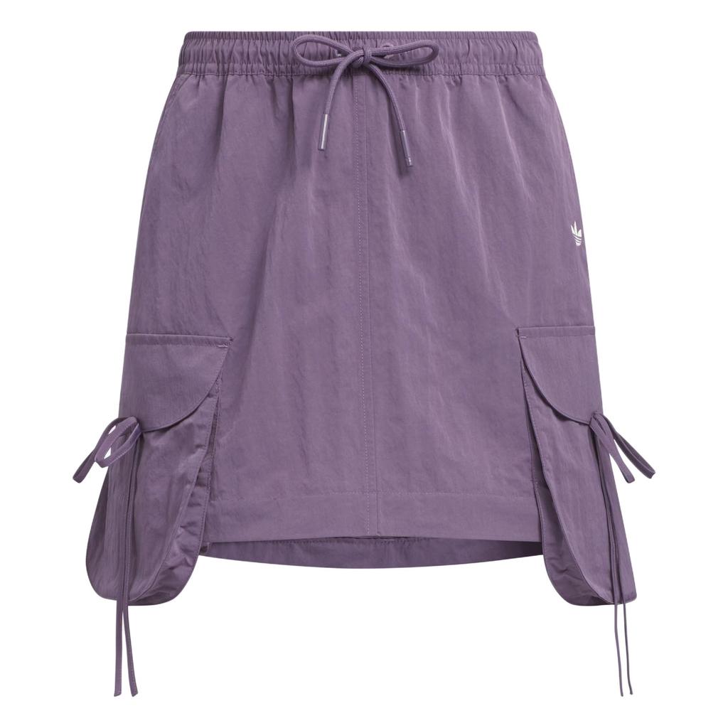 Adidas Originals Cargo Fashion Simple Loose Lace-Up Multi-Pocket Work Skirt Women skirts Dark-Violet KB8963