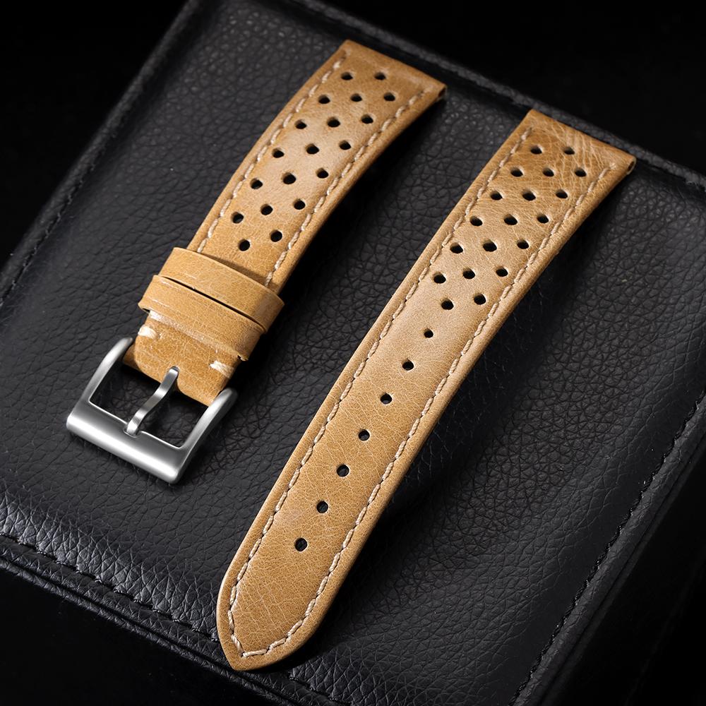 Vintage Calfskin Strap 18mm 20mm 22mm Universal Cowhide Watchbands Brown Breathable Bracelet for Men Women Sport Wristwatch Band
