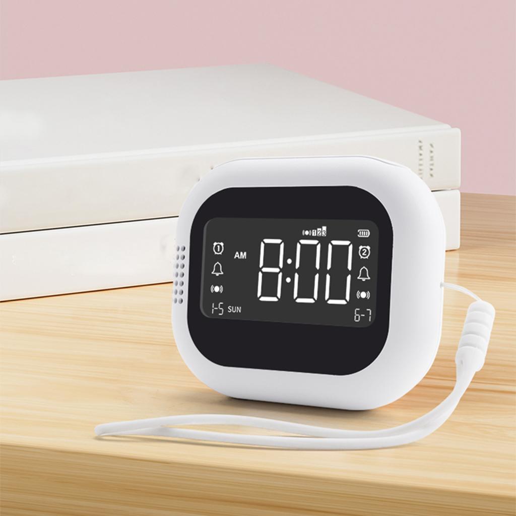 Portable Vibrating Alarm Clock with 1800mAh Battery, Dual Alarm, 3 Level Vibration, Child Lock, DST, for Heavy