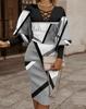 Women Autumn Winter V Neck Wrap Long Sleeve Waist Hip Dress
