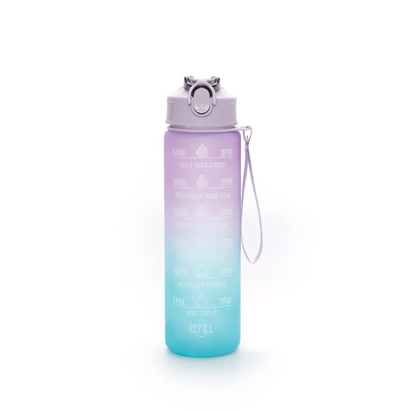 800ml Gradient Sports Water Bottle - Large Capacity with Scale, Outdoor Plastic Cup