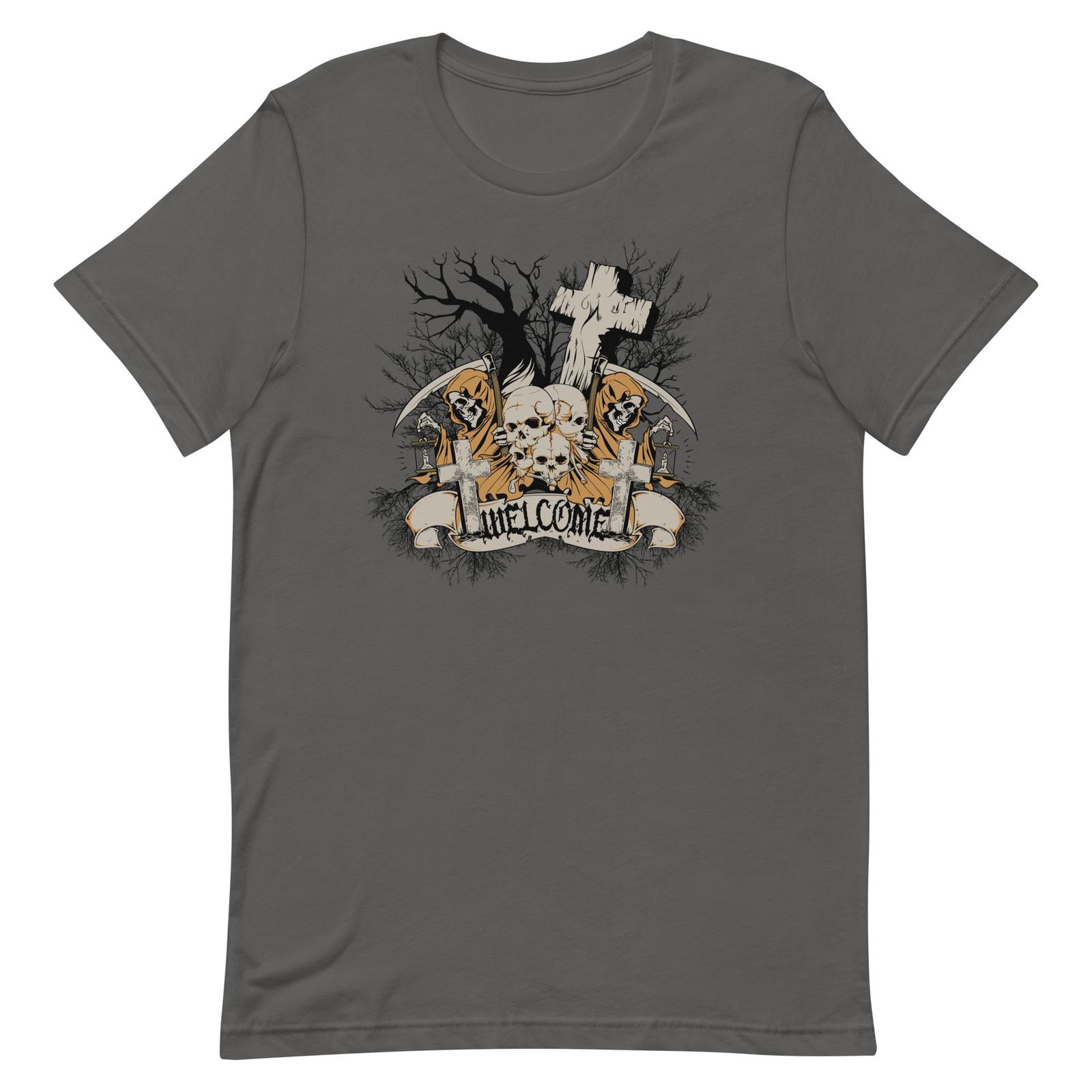 Gothic Welcome To Hell unisex T-Shirt Death, Skull, Heavy Rock, Biker, Evil S разноцветный
