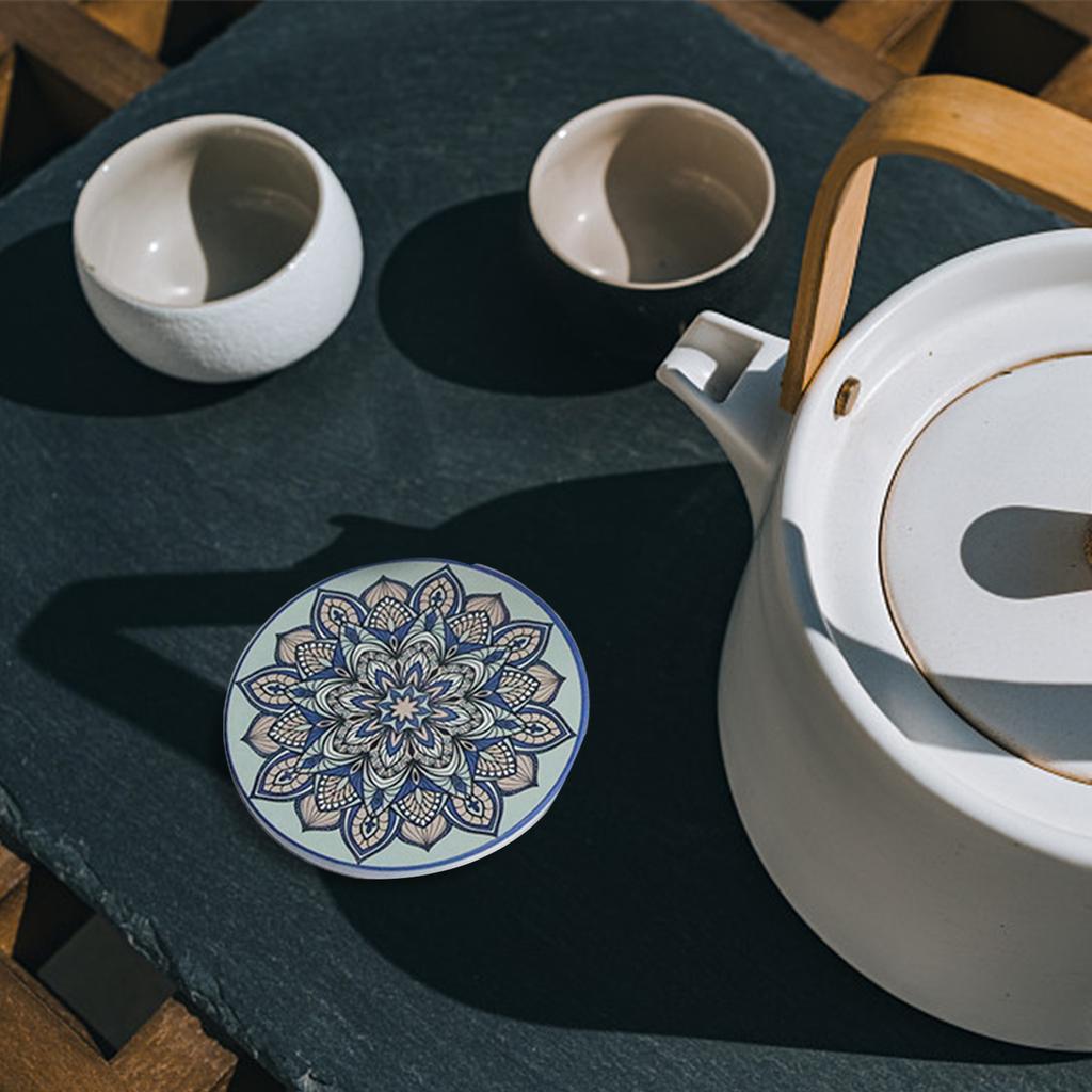 6 Stück/Set Bunte Runde Keramik Untersetzer Kaffee Getränk Teetasse Matte Platzset Party Kreativ Mandala Tischmatte Dekoration 10cm