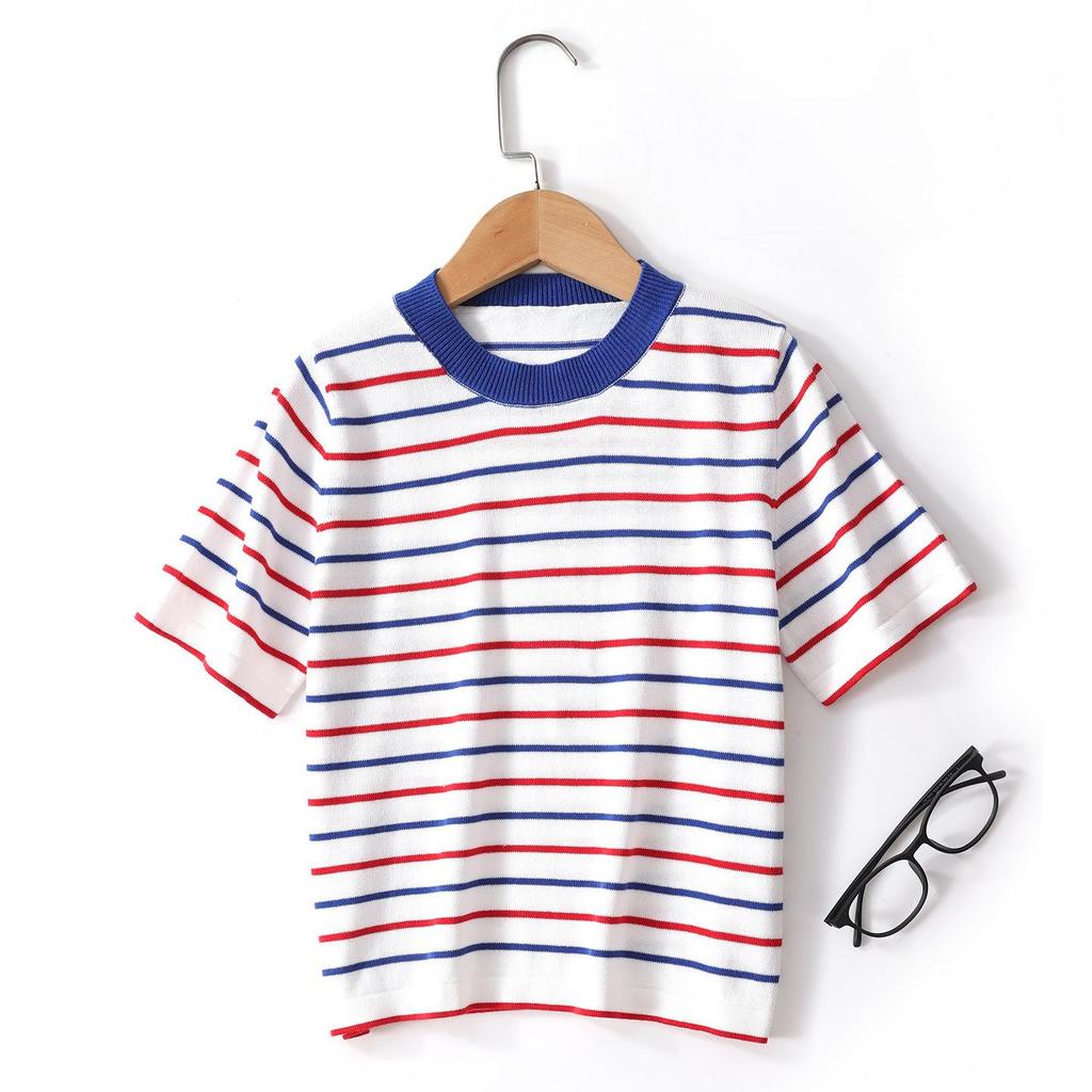 Stylisches gestreiftes Baumwoll-Kurzarm-T-Shirt für Kinder