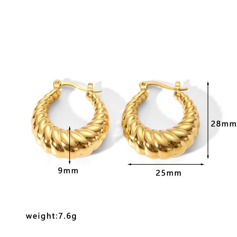 Gold Color Stainless Steel Hoop Earrings For Women Ear Drop Stud