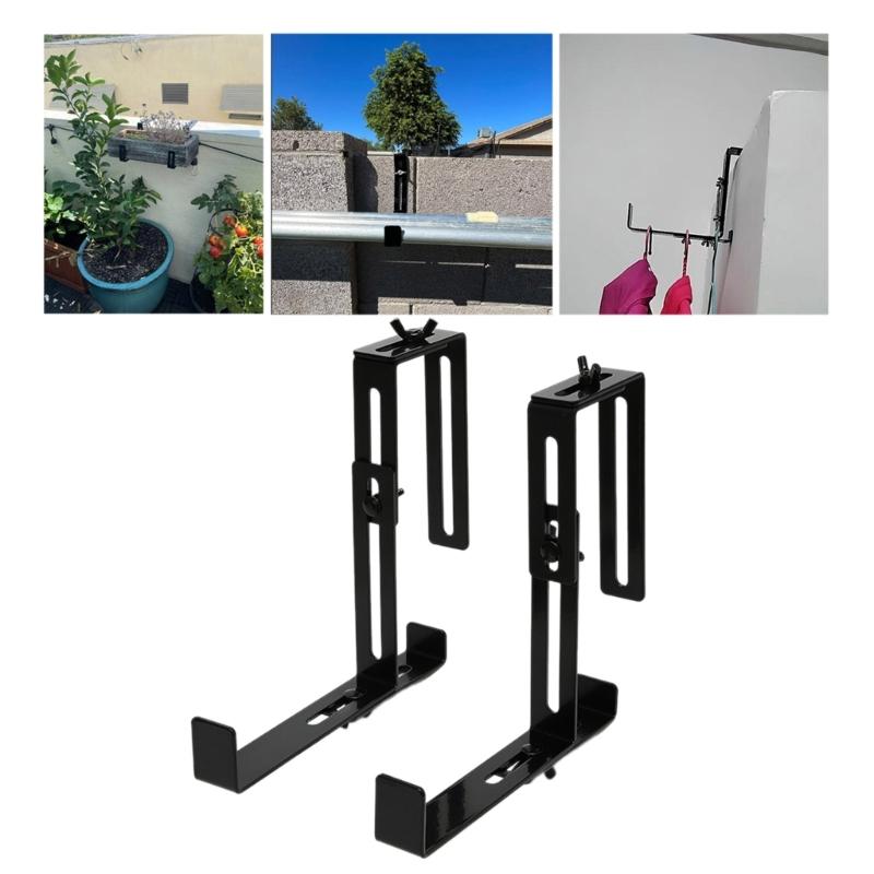 2Pcs Planter Brackets Adjustable Flower Box Brackets Window Box Brackets Outdoor Planter Hook for Fence Garden